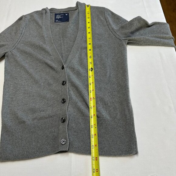 Y2K American Eagle Womens Gray Cardigan Sweater Small Button Up Preppy Top 2000s - Picture 4 of 10
